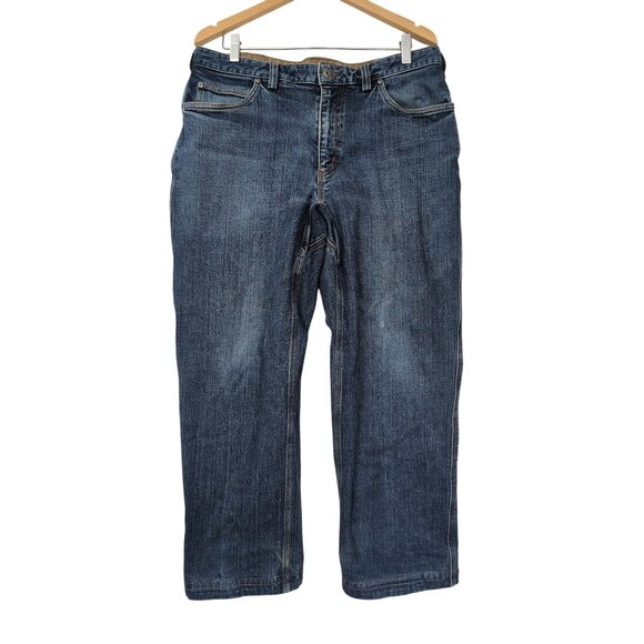 Duluth Trading Flex Ballroom Jeans Mens 36 x 30 Measures 36 x 27 Blue Straight - Picture 1 of 13